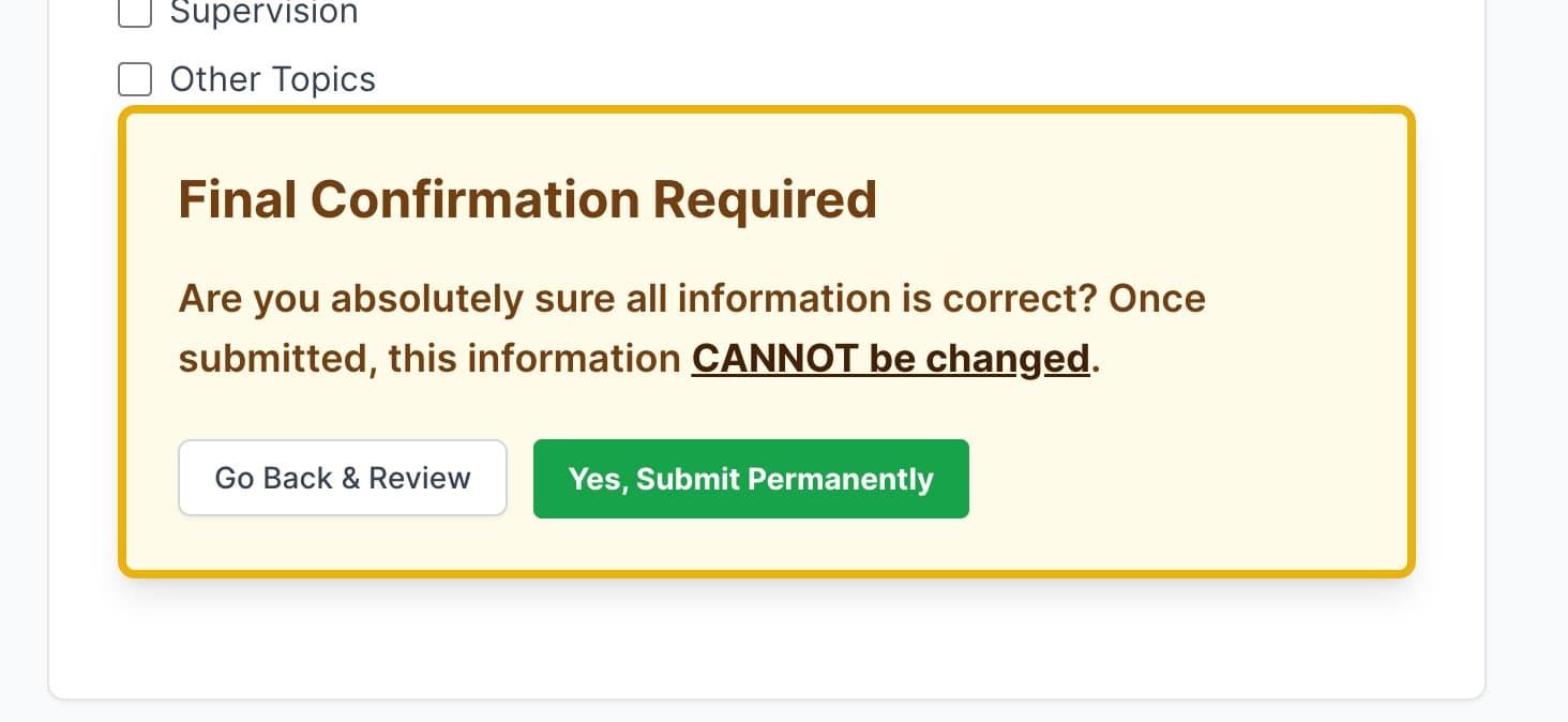 Final confirmation dialog