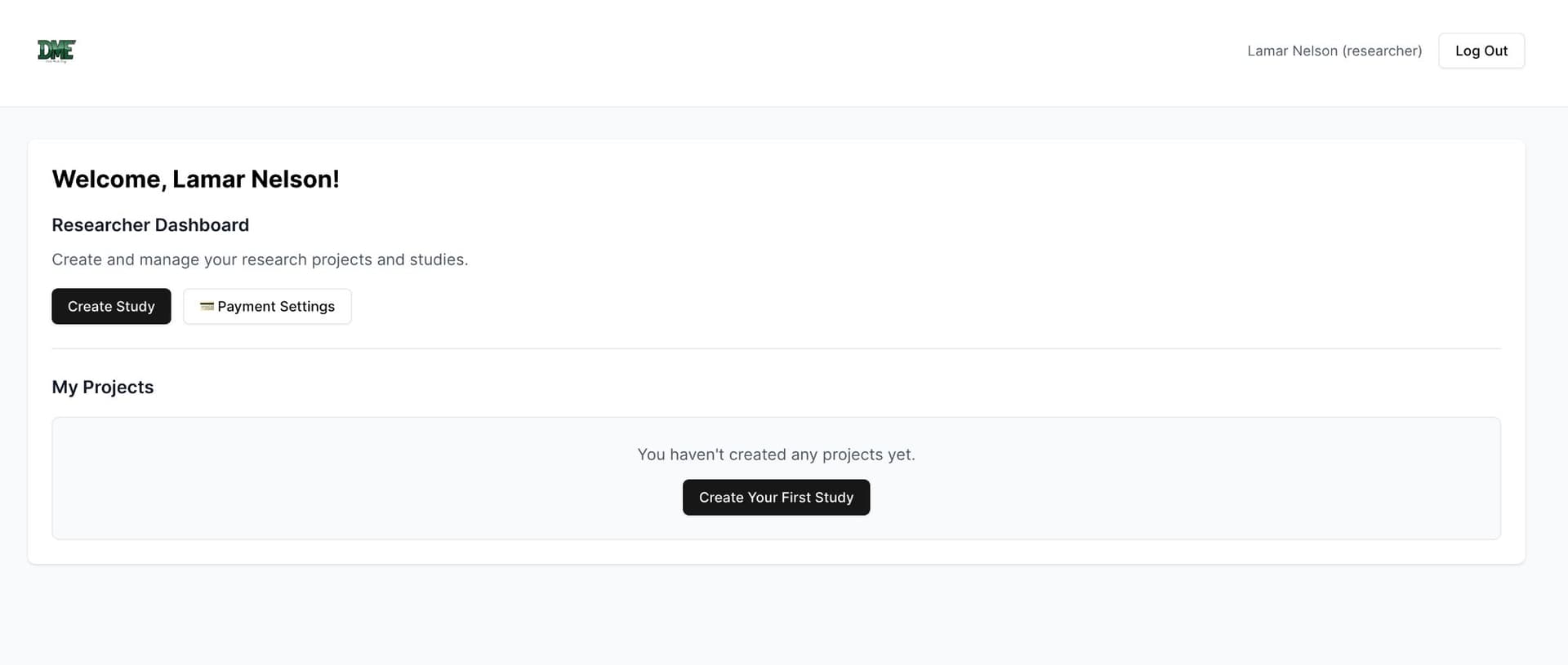 Researcher dashboard overview