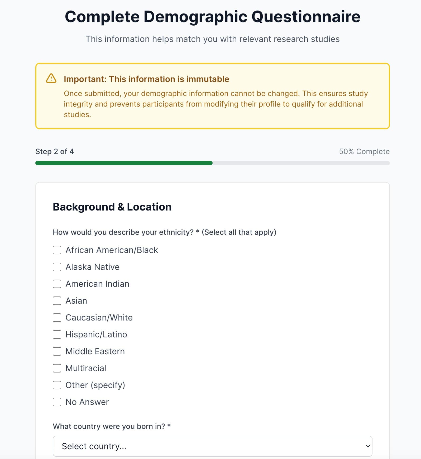 Demographics step 2a